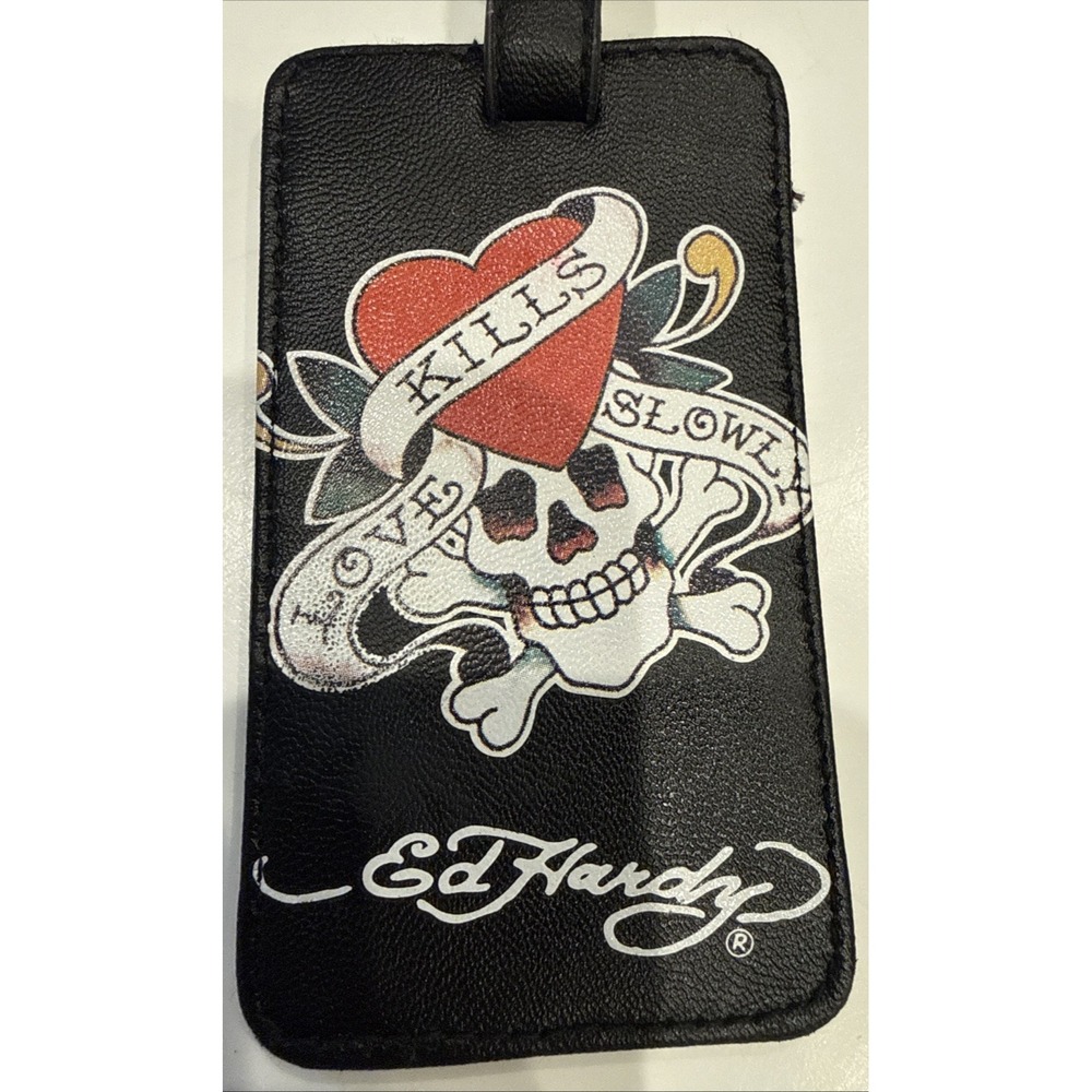 Ed Hardy Luggage Tag Love Kills Slowly - Black tag with Ed Hardy Image / ID Slot